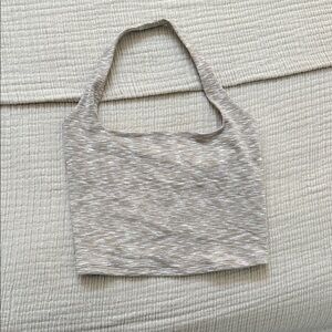 Neutral Heather Knit Cropped Halter Top